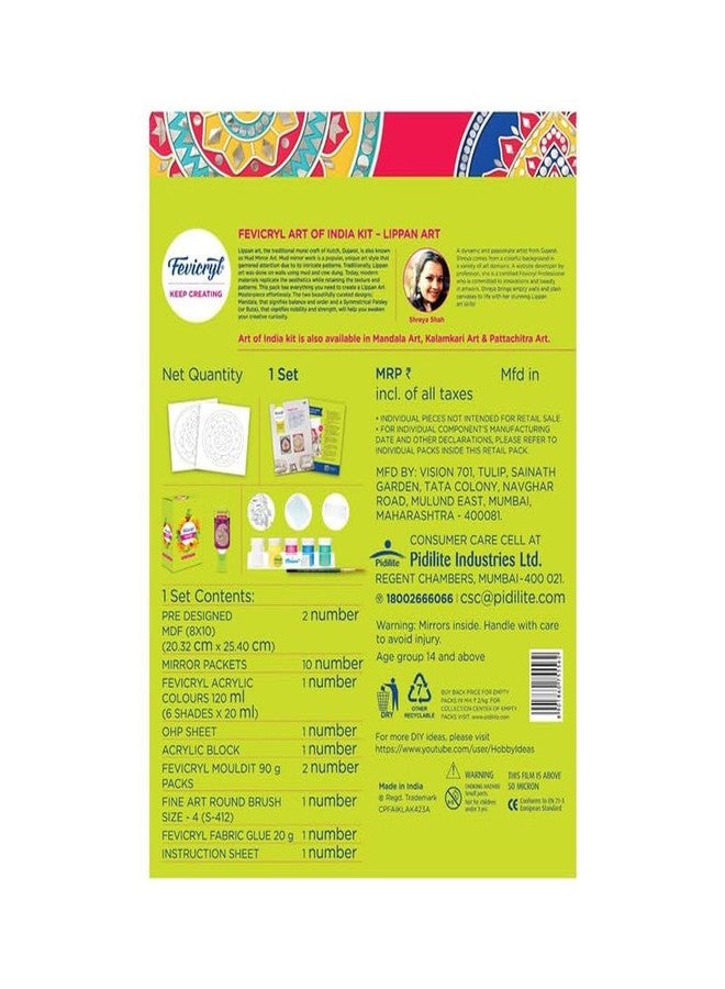 Fevicryl Mandala & Lippan Art of India Kit | Includes Pre-Printed Circular Wooden MDF Board, Acrylic Paints, Brushes | DIY, Art & Craft Kit | Ideal for Artists, Gifting - Image 4
